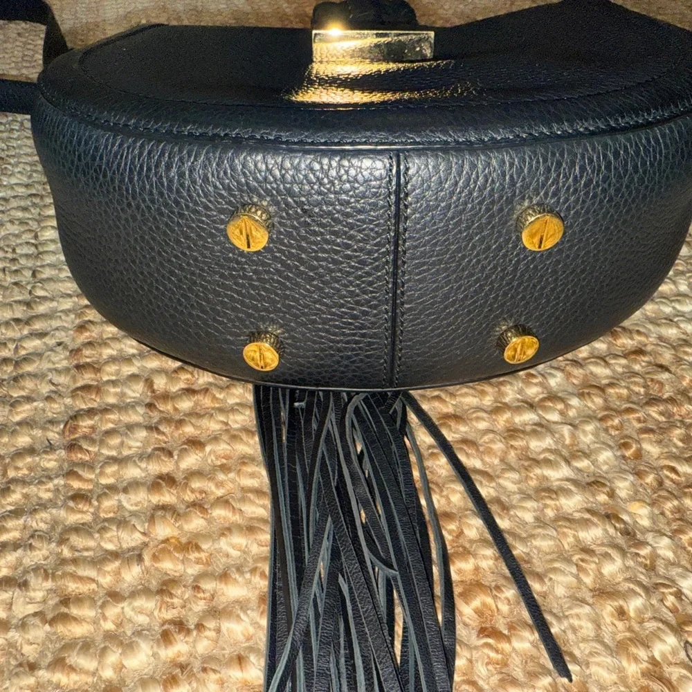 Altuzarra Ghianda Saddle Bag black pebble leather with fringe - Picture 9 of 10